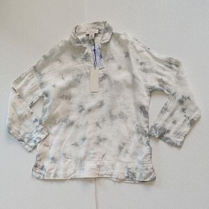 Rachel Zoe 100% linen green white tie dye top